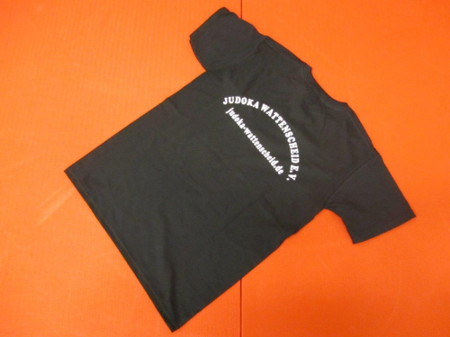 Schwarzes T- Shirt für Kinder mit Vereinslogo und Rückenschrift